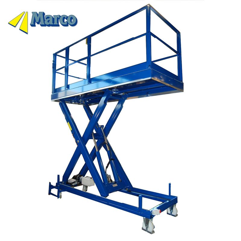 2600mm Hydraulic scissor lift working platform with wheel chassis and emergency lowering (nền tảng làm việc nâng kéo thủy lực với khung gối và hạ khẩn cấp)