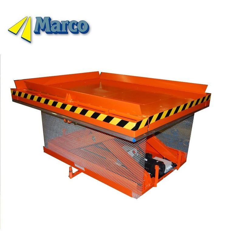 Bàn nâng kéo thủy lực cố định với bảo vệ lật và lưới dây chuyền hạng nặng